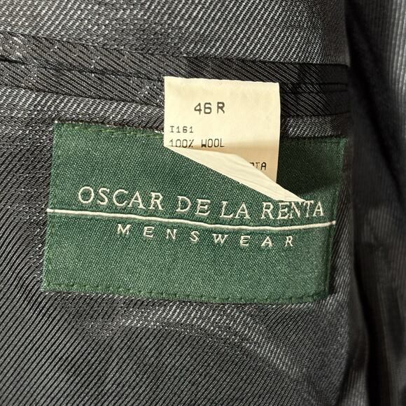 NWT Oscar De La Renta 100% Wool Gold Button Blazer 46R Navy Blue Office Men's - Picture 14 of 15